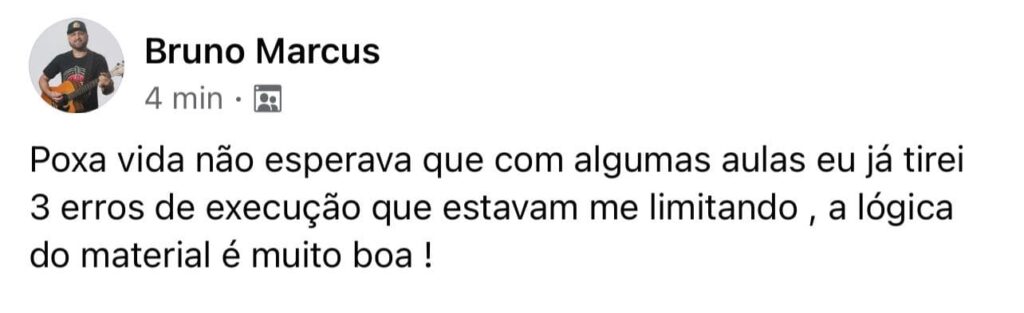 Depoimento autêntico de aluno, print 1