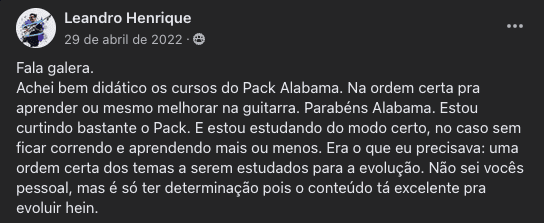 Depoimento autêntico de aluno, print 2